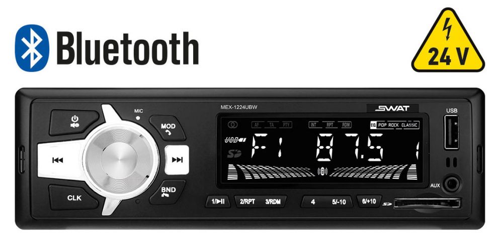 Автомагнитола Swat MEX-1224UBW 1DIN 4x50Вт Автомагнитола Swat MEX-1224UBW 1DIN 4x50Вт